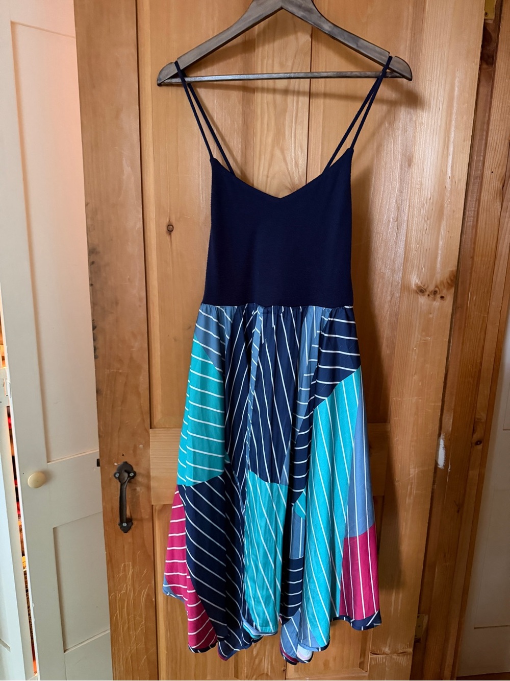 GAP Navy Bodice Dress with Turquoise, Teal, Light Blue & Magenta Panels